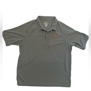 Nike Men's Gray Polo Shirt with Red Swoosh - Size XL